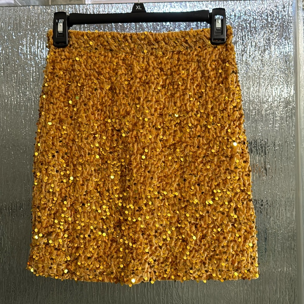 Gold sequin skirt